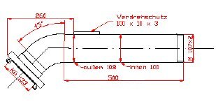 Zeichnung: Mauerdurchführung 45 Grad