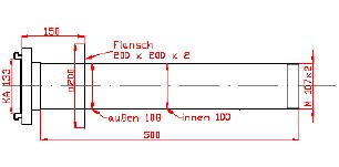 Zeichnung: Mauerdurchführung mit Flansch, gerade