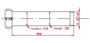 Zeichnung: Abmessungen Verlängerung gerade