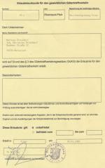 Scan: Erlaubnisurkunde fuer gewerblichen Guterkraftverkehr