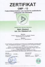 Zertifikat: GMP 13 Futtermittelproduktion